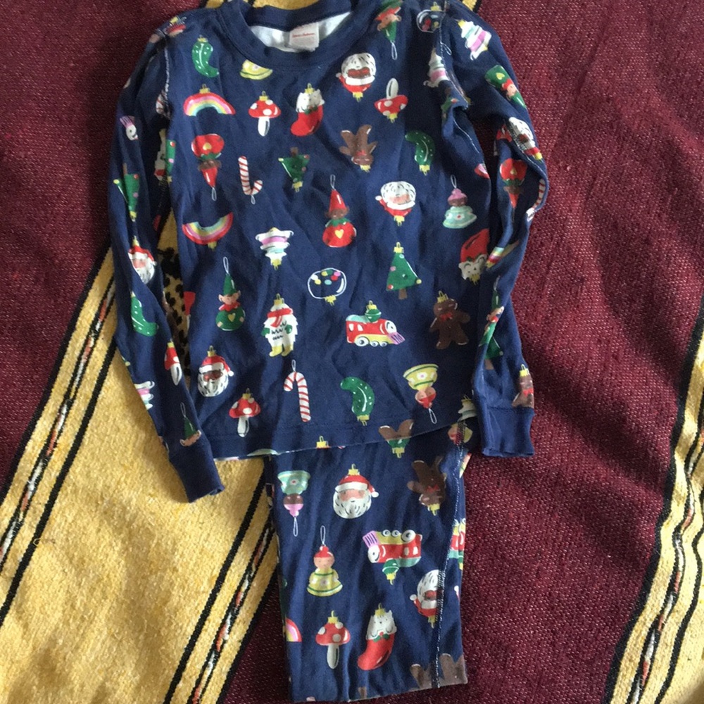 Kids Navy Blue Holiday Pajama Set with Festive Print